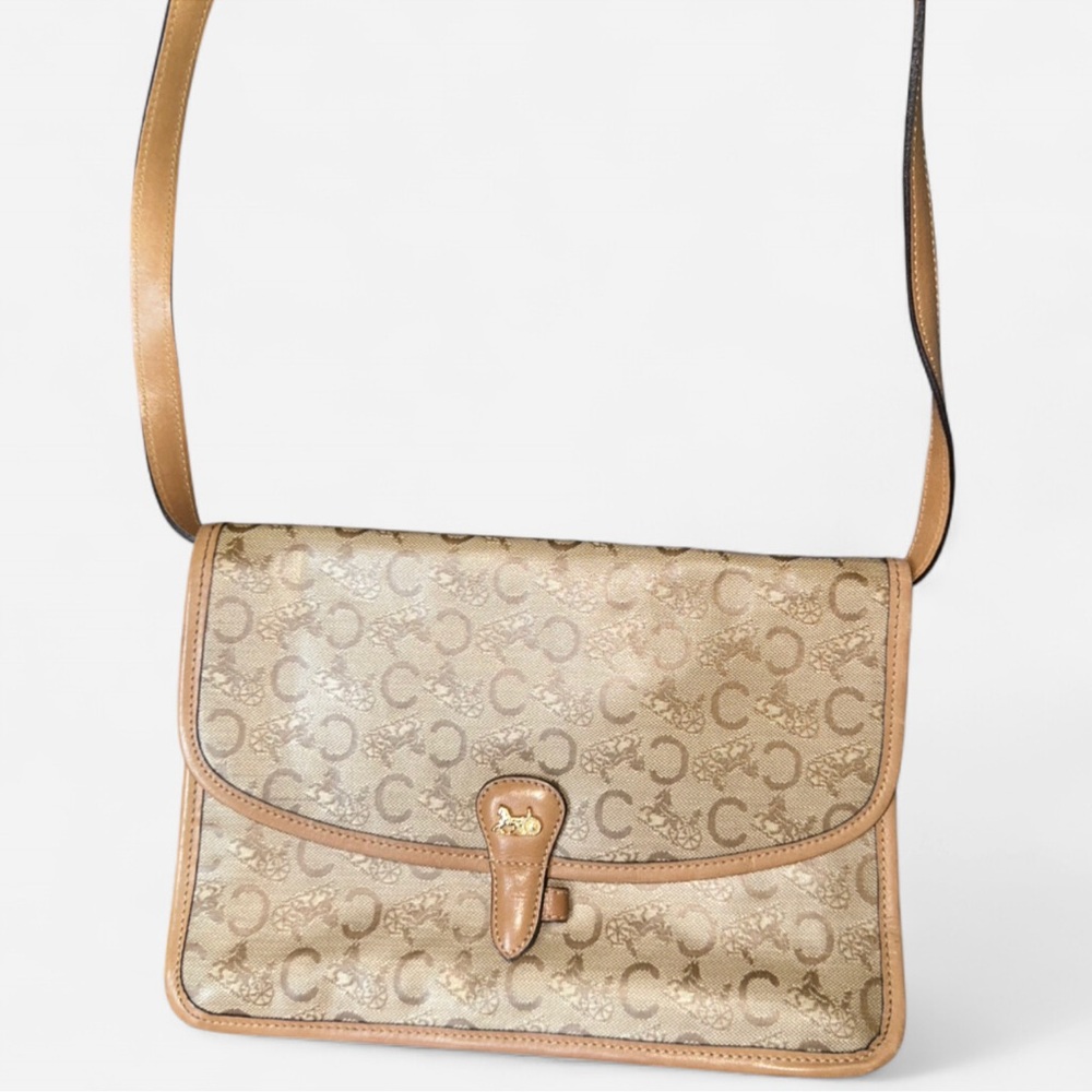 Vintage Celine Beige Monogram Shoulder Bag